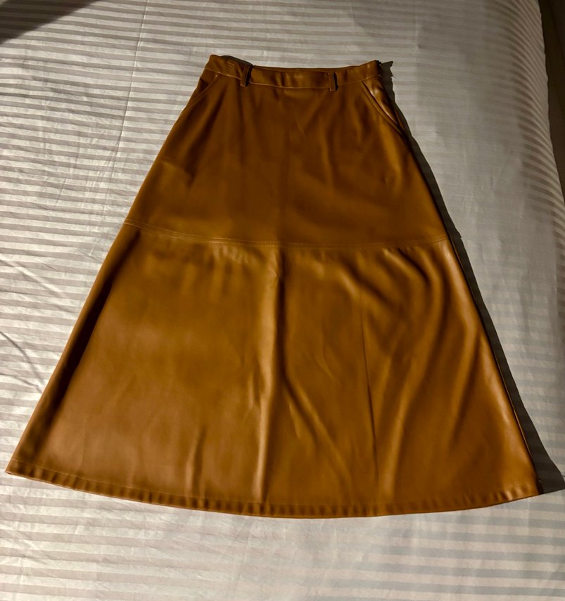 Stradivarius Kahverengi Sunni deri Maxi Etek - Görsel 2