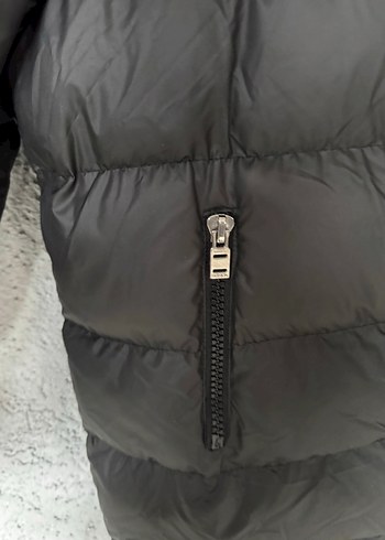 m Beden siyah Renk Siyah Puff Mont, kapşonlu Yüksek Yakalı, Günlük Kullanım
