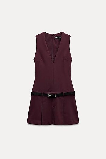 Zara viral bordo elbise