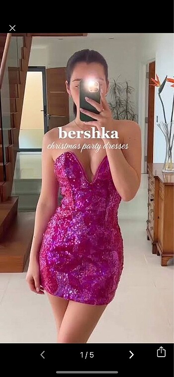 Bershka payetli elbise