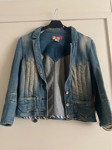 Crop denim ceket