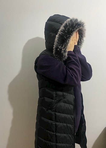 Siyah Yüksek Yakalı Kadın Şişme Yelek - Görsel 5