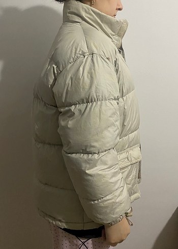 Kadın Beyaz Oversize Puff Mont - Görsel 3