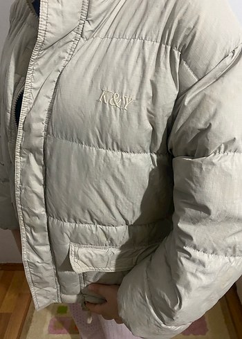 Kadın Beyaz Oversize Puff Mont - Görsel 4