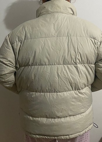 Kadın Beyaz Oversize Puff Mont - Görsel 2
