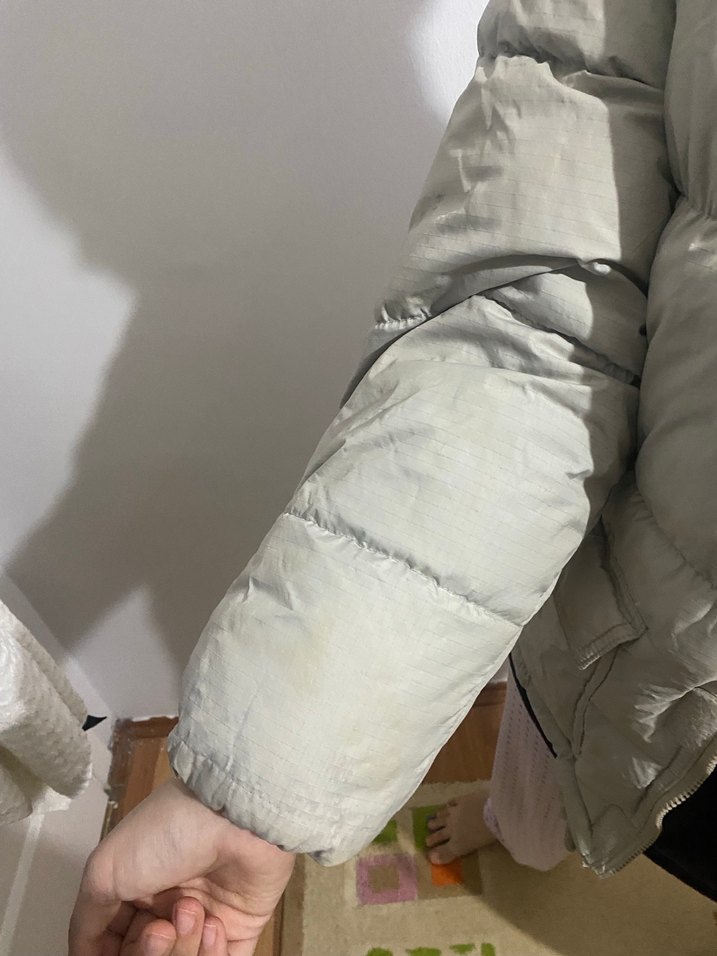 Kadın Beyaz Oversize Puff Mont - Görsel 5