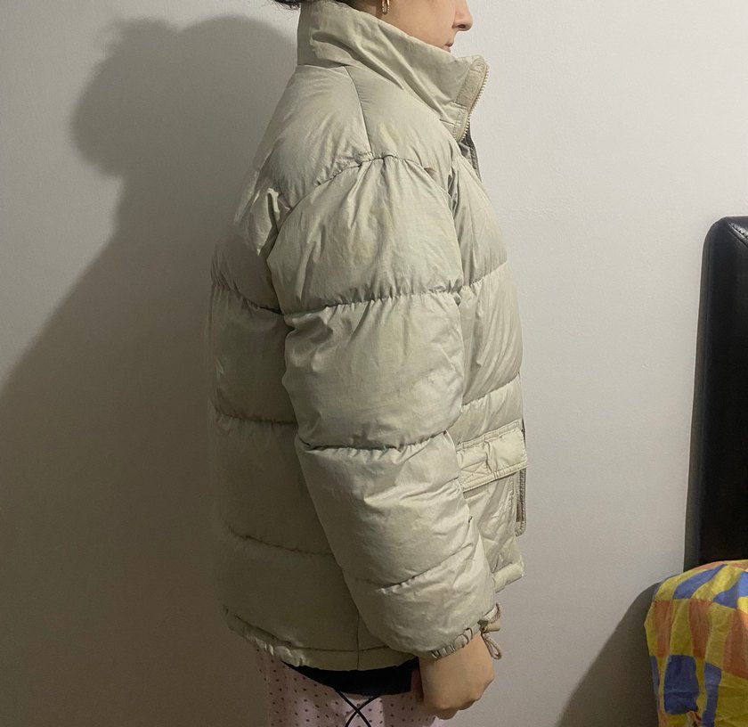 Kadın Beyaz Oversize Puff Mont - Görsel 3