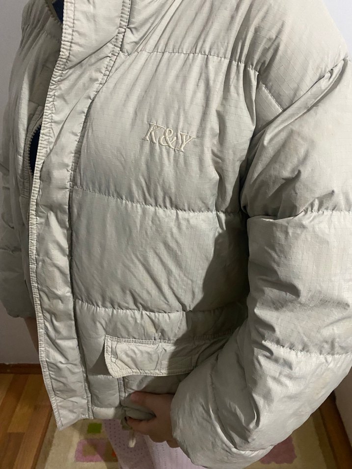 Kadın Beyaz Oversize Puff Mont - Görsel 4