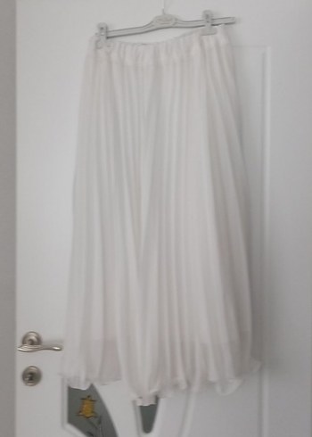 Piliseli Midi Beyaz Kadın Etek - Görsel 3