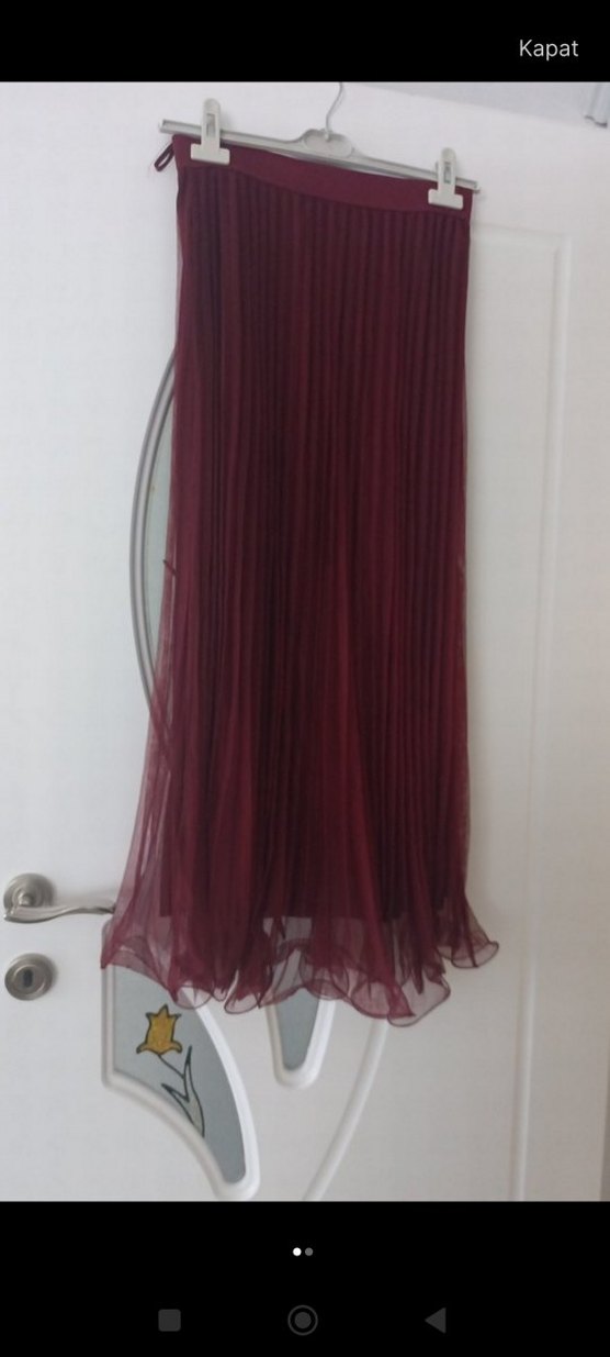 Piliseli Midi Beyaz Kadın Etek - Görsel 2