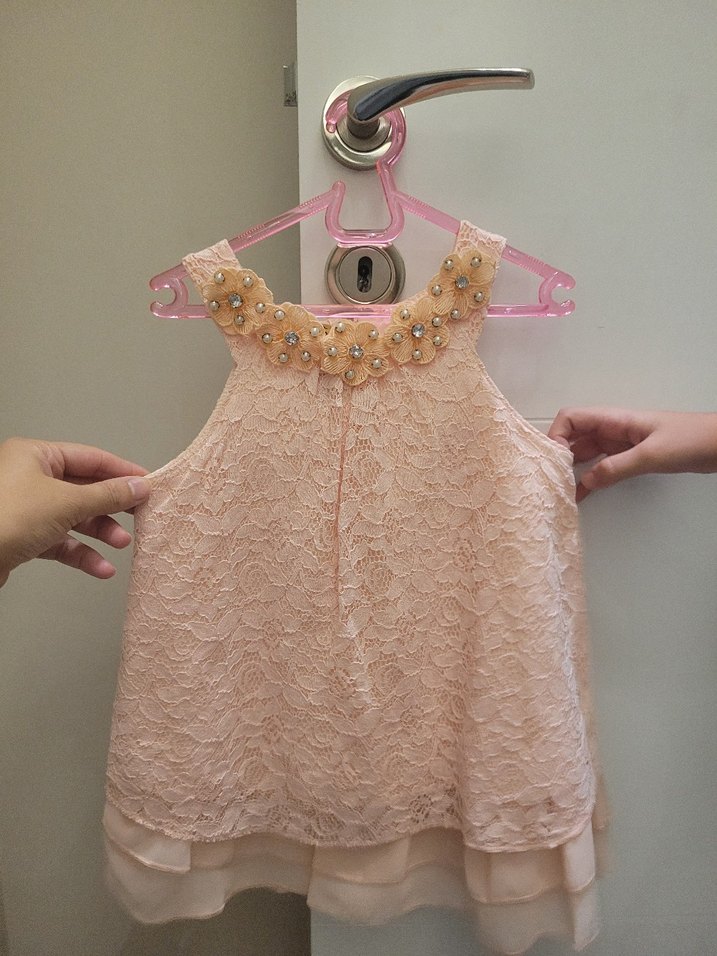 Dantel Detaylı Pembe Kız Çocuk Elbise - Görsel 2