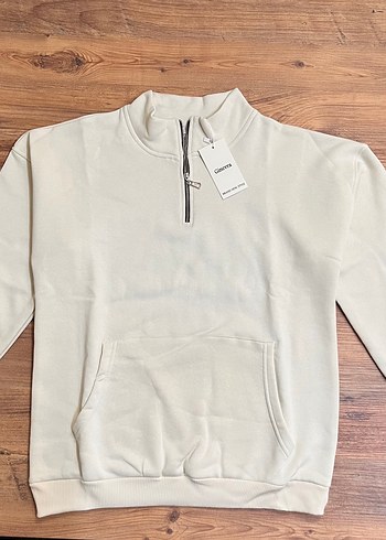 Unisex Yarım Fermuar Cepli Sweatshirt