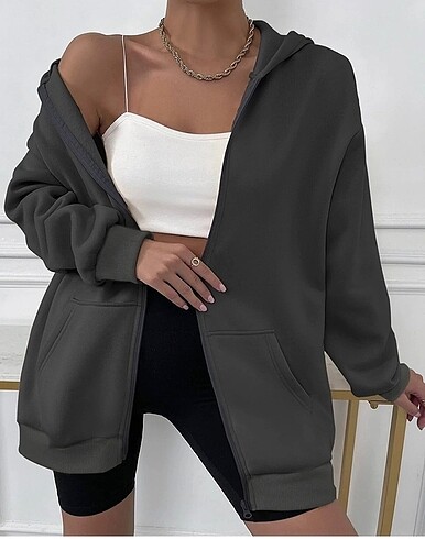 Diğer Kadın Fermuarlı Oversize Sweatshirt
