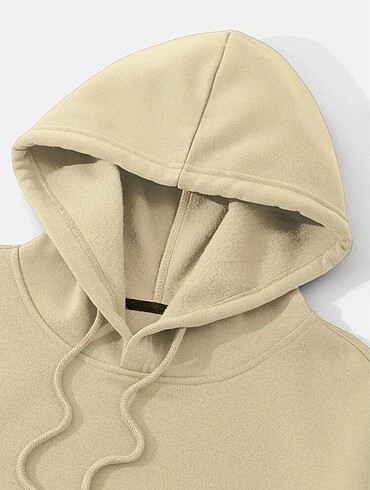 m Beden camel Renk Unisex Kapşonlu Oversize Sweatshirt
