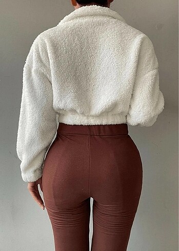 Diğer Kadın Crop Peluş Sweatshirt