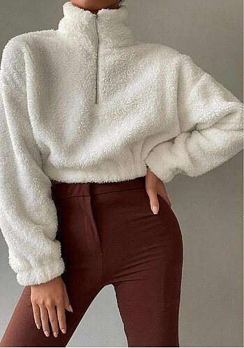 s Beden Kadın Crop Peluş Sweatshirt