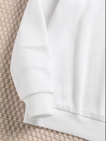 s Beden beyaz Renk Kadın Düz Oversize Sweatshirt