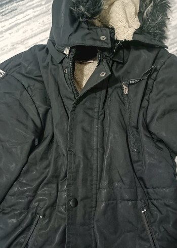 Siyah Kürklü Kışlık erkek çocuk Mont - Görsel 2