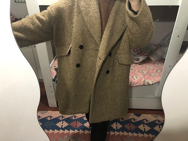 l Beden camel Renk Mango Oversize Kaban