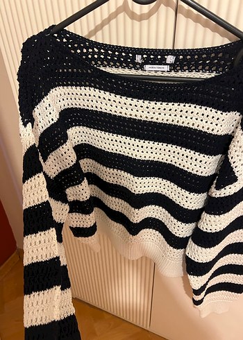 Çizgili Örgü Kadın Kazak - Görsel 3