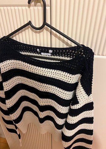 Çizgili Örgü Kadın Kazak - Görsel 2