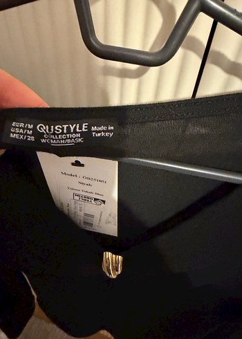 Siyah, V Yaka, Uzun Kollu Kadın Bluz - Görsel 4