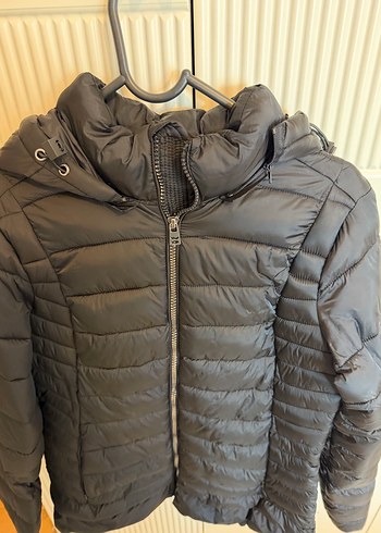 Siyah kaz tütü Kadın Günlük Mont Fermuarlı - Görsel 4