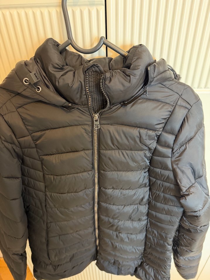 Siyah kaz tütü Kadın Günlük Mont Fermuarlı - Görsel 4