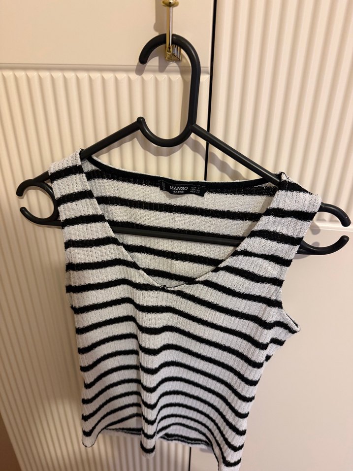 Çizgili Örme Kolsuz Kadın Atlet - Görsel 2