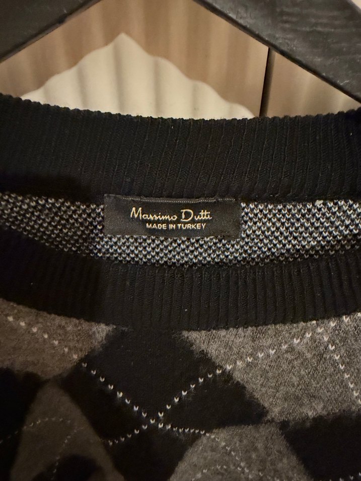 Kadın Gri Ekoseli Yün Kazak - Görsel 3