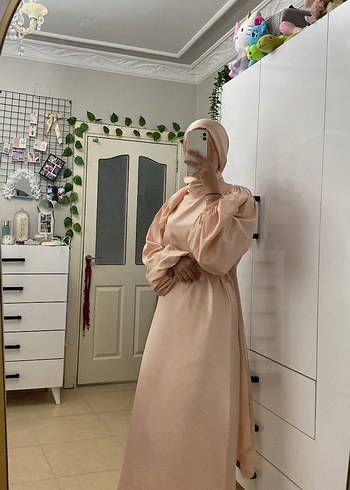 40 Beden ten rengi Renk pudra Saten Kadın Uzun Elbise