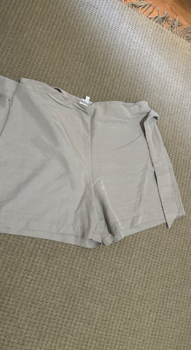 Bej Keten Mini şort etek - Görsel 2