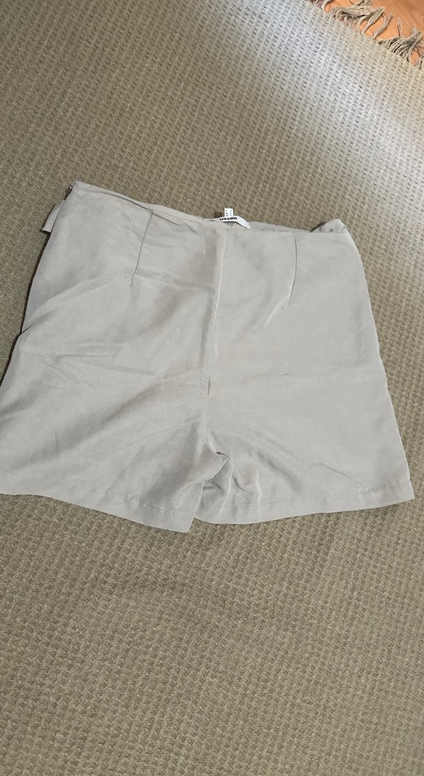 Bej Keten Mini şort etek - Görsel 3