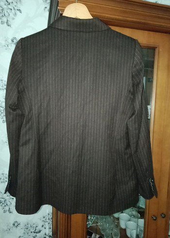 Kahverengi Çizgili Kadın Blazer Ceket - Görsel 4