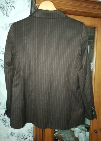 Kahverengi Çizgili Kadın Blazer Ceket - Görsel 5