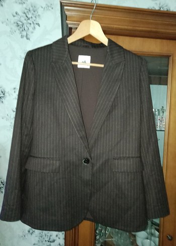 Kahverengi Çizgili Kadın Blazer Ceket - Görsel 2