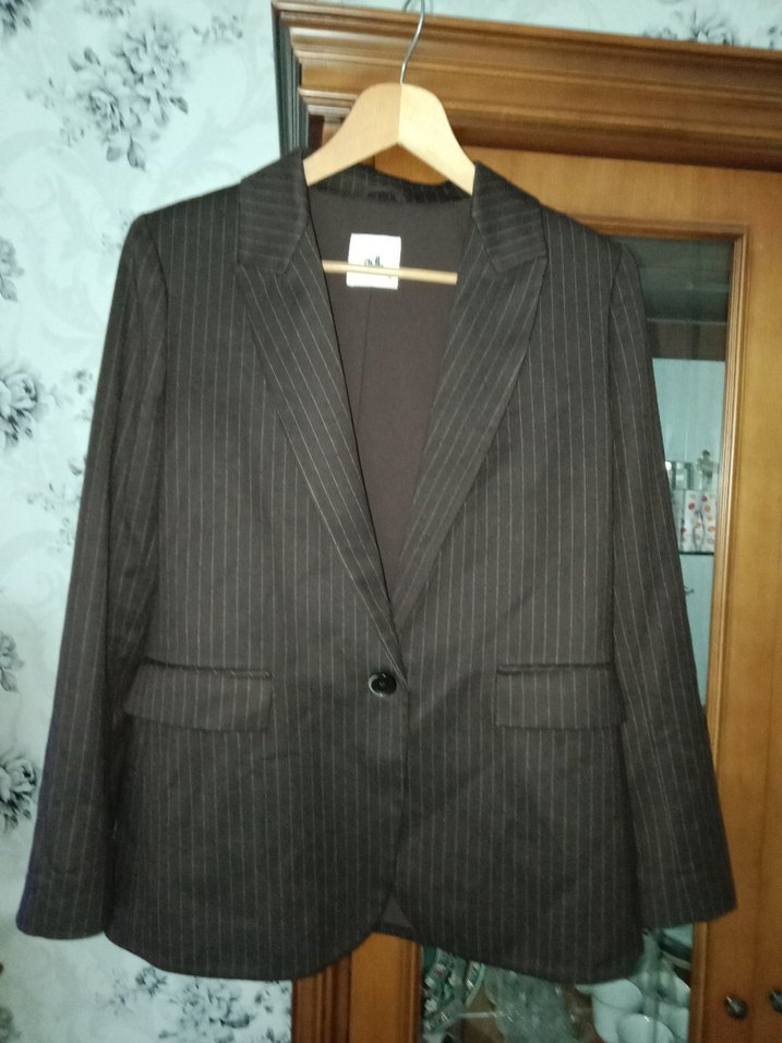 Kahverengi Çizgili Kadın Blazer Ceket - Görsel 2