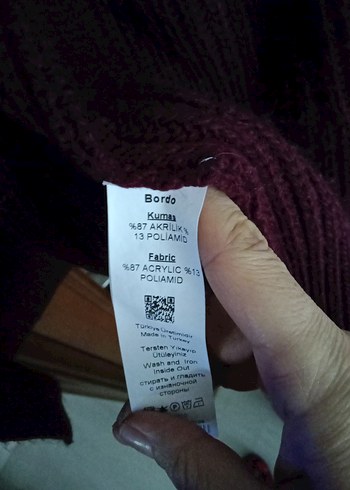 Bordo Örgü akrilik  uzun Kadın Hırka - Görsel 9