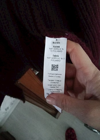 Bordo Örgü akrilik  uzun Kadın Hırka - Görsel 8