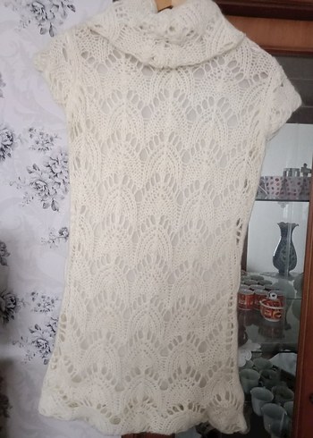 Beyaz tiftik yün mini elbise - Görsel 10