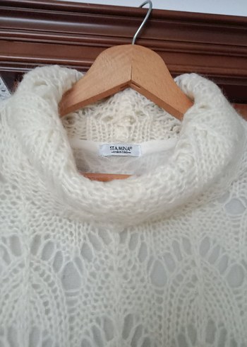 Beyaz tiftik yün mini elbise - Görsel 5