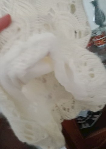 Beyaz tiftik yün mini elbise - Görsel 3