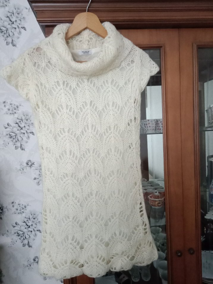 Beyaz tiftik yün mini elbise - Görsel 2