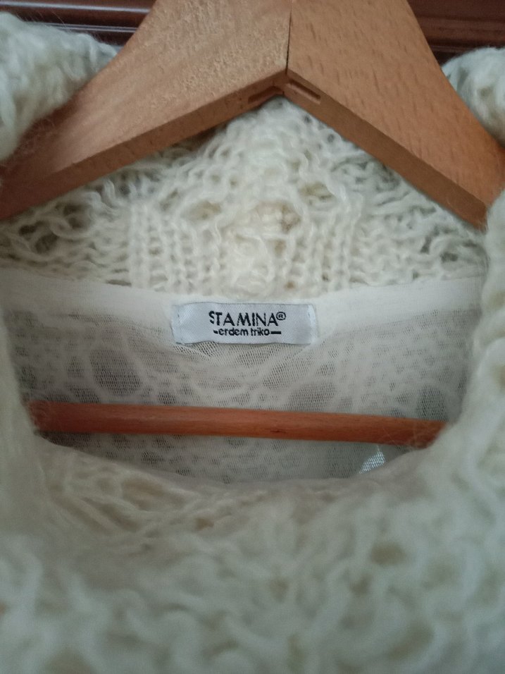 Beyaz tiftik yün mini elbise - Görsel 4