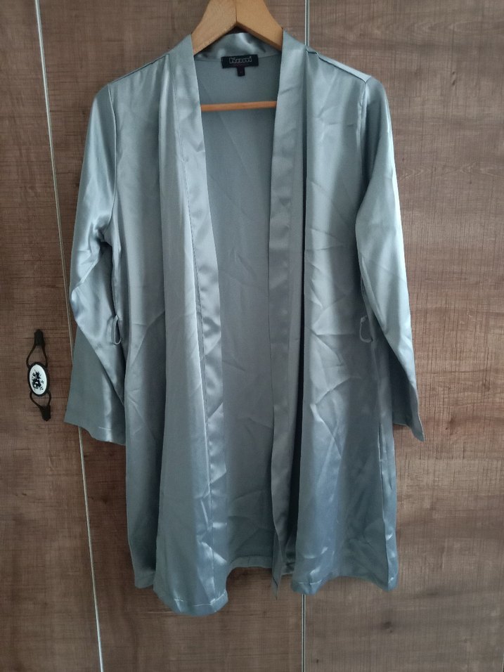 Gri Uzun Kollu Kadın Sabahlık - Görsel 4