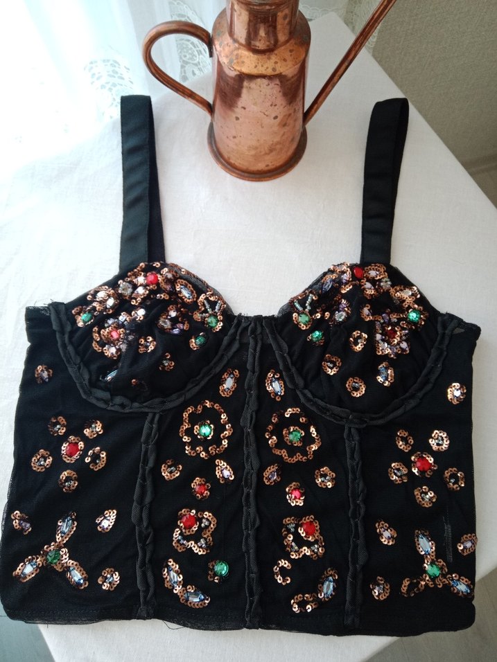 Boncuk İşlemeli zara marka Straplez Büstiyer - Görsel 3