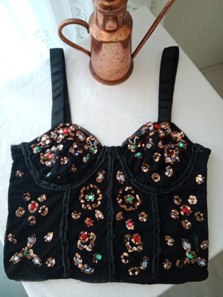 Boncuk İşlemeli zara marka Straplez Büstiyer - Görsel 2