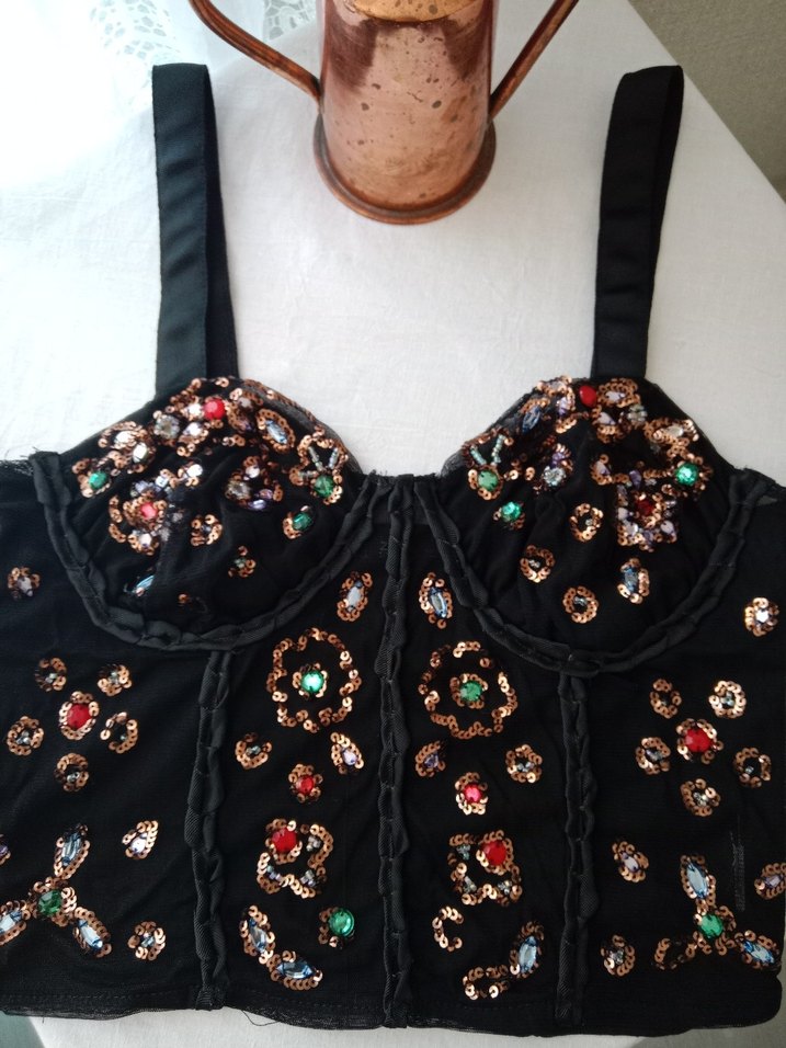 Boncuk İşlemeli zara marka Straplez Büstiyer - Görsel 5