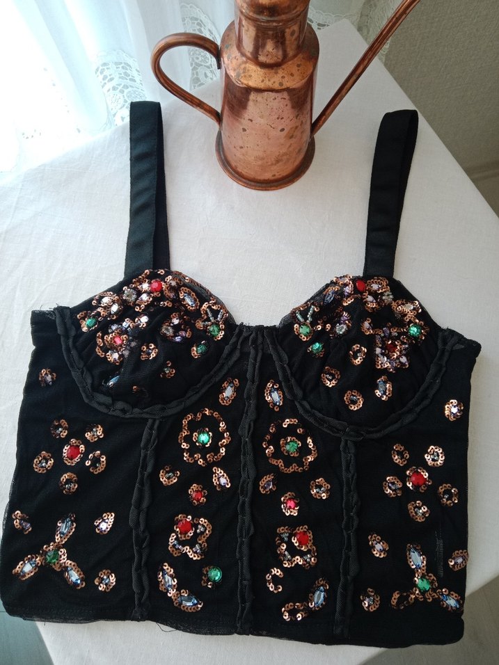 Boncuk İşlemeli zara marka Straplez Büstiyer - Görsel 4