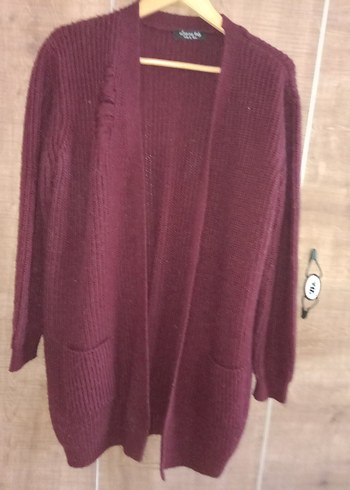 Bordo uzun  Kadın Hırka - Görsel 10